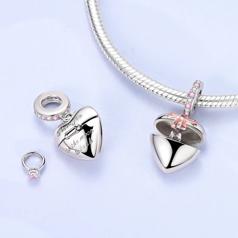 925 Sterling Silver Charms Beads Infinite Love Heart For Women DIY Jewelry
