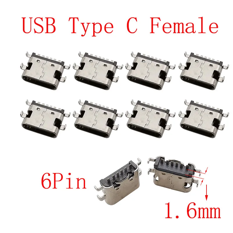 USB Type C Female Jack Charging Port Connectors - Pack of 10