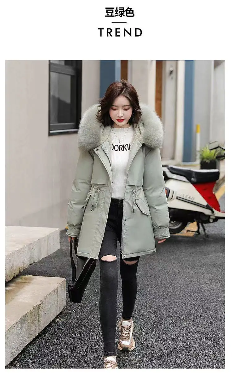Winter Coat 2025 New Women's Thick Cotton Jacket Women's Medium long Korean version Fur collar Coat Female Warm Parka Overcoat