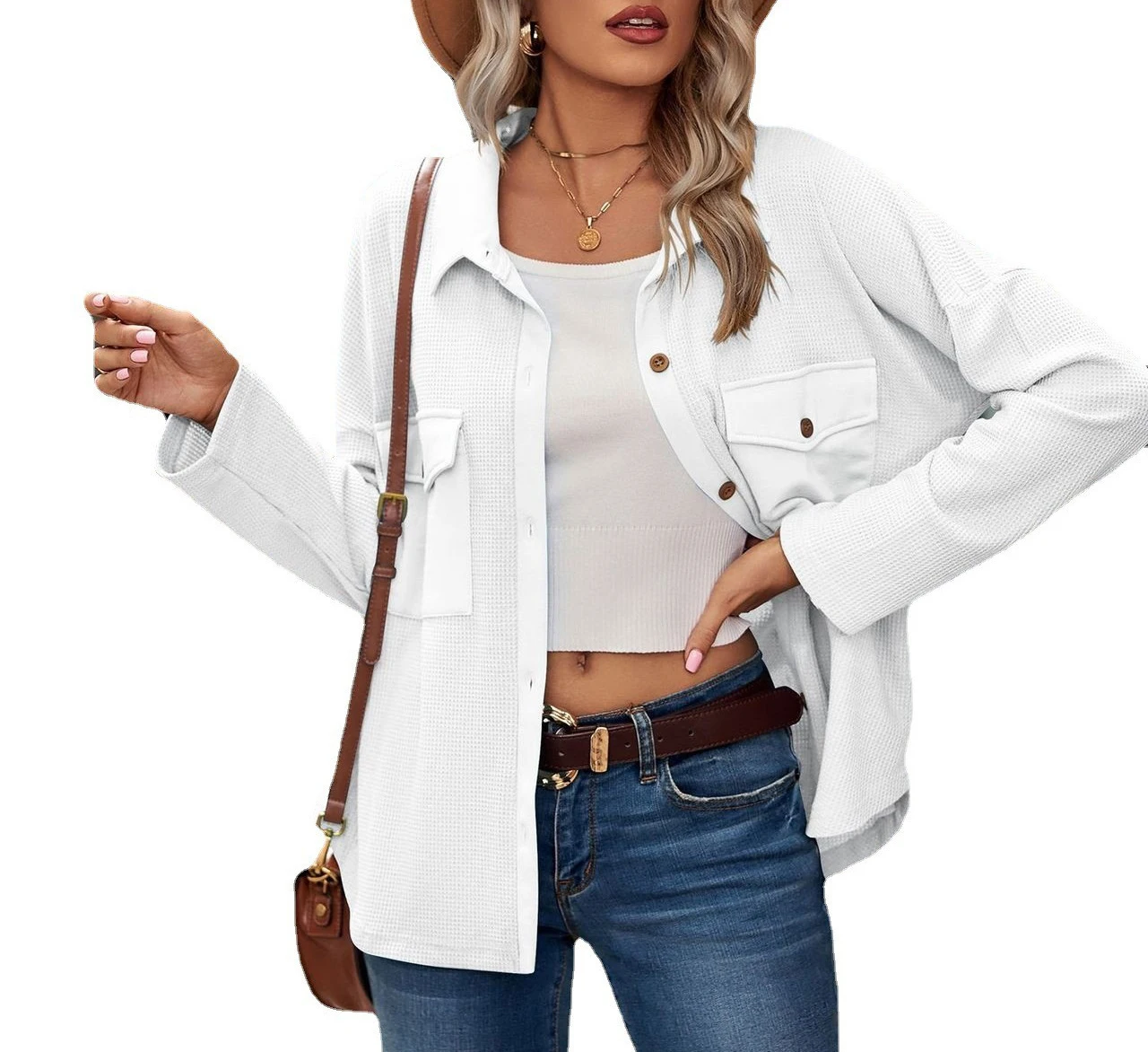 Jacket for Women Autumn and Winter New Fashion Pocket Long Sleeve Loose Lapel Blouse