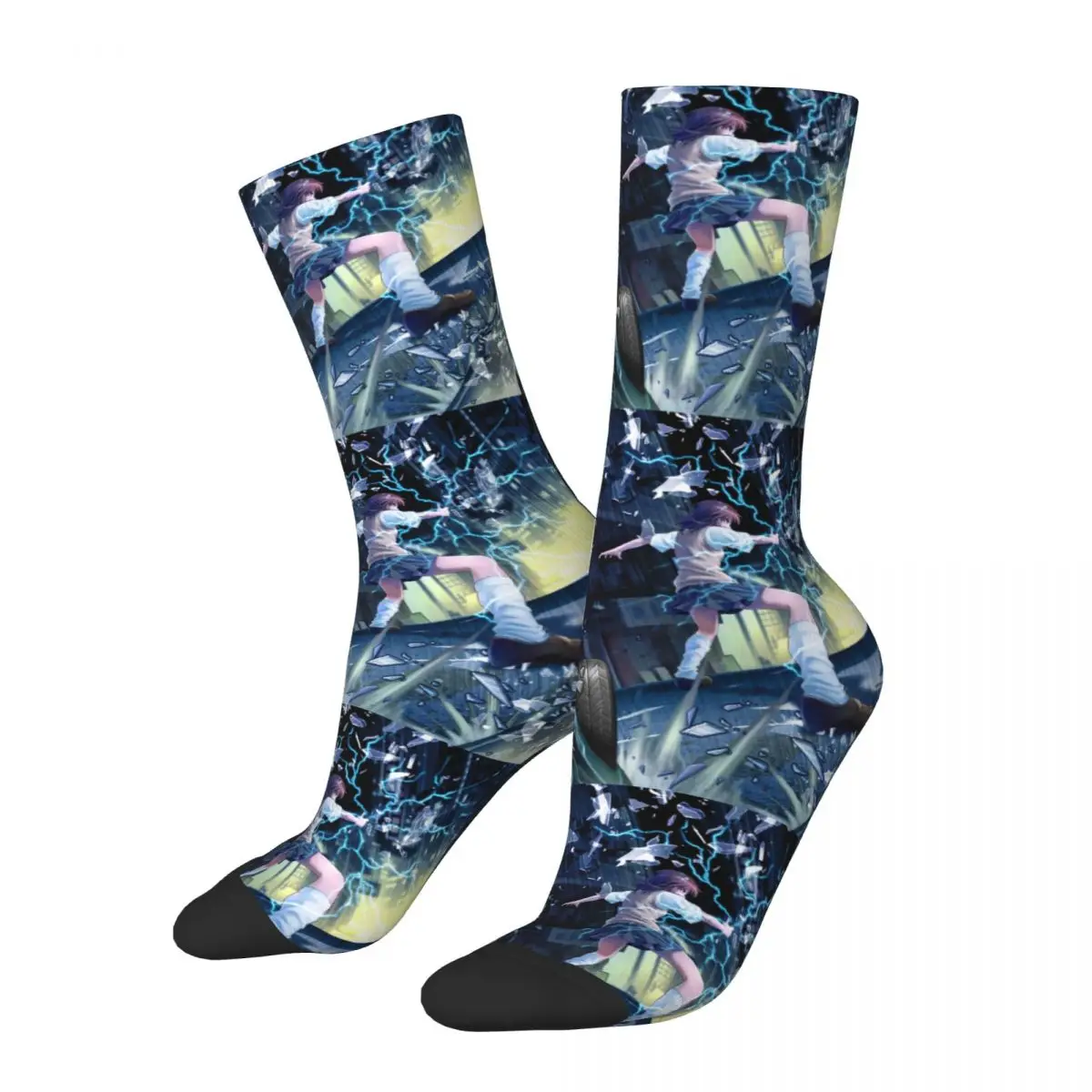 

Funny Crazy compression Sock for Men Glass Hip Hop Vintage My Hero Academy Youth Blood Seamless Pattern Printed Boys Crew Sock