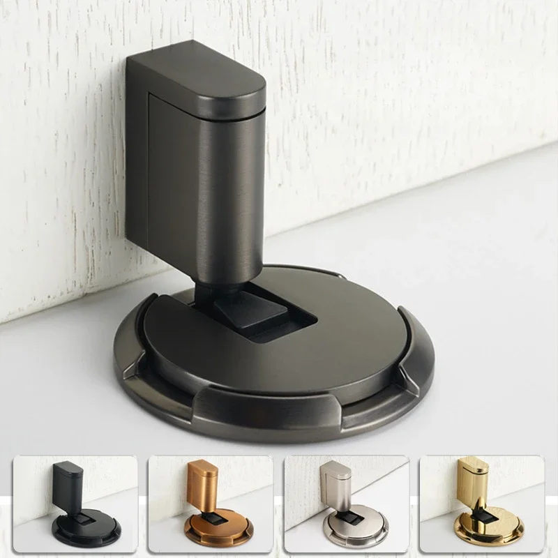 

Solid Metal Door Stopper Updated Mechanical Self-Locking Stop Height Adjustable 3M Sticker and Screw Fix DIY Hidden Door Holders