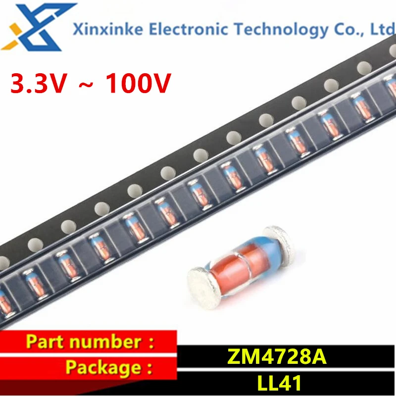 

50PCS 1W SMD Voltage Regulator Diode ZM4728A LL41 3.3V 4.7V 5.1V 12V 15V 20V 30V 33V 36V 39V 47V 51V 68V 75V 82V Glass Tube