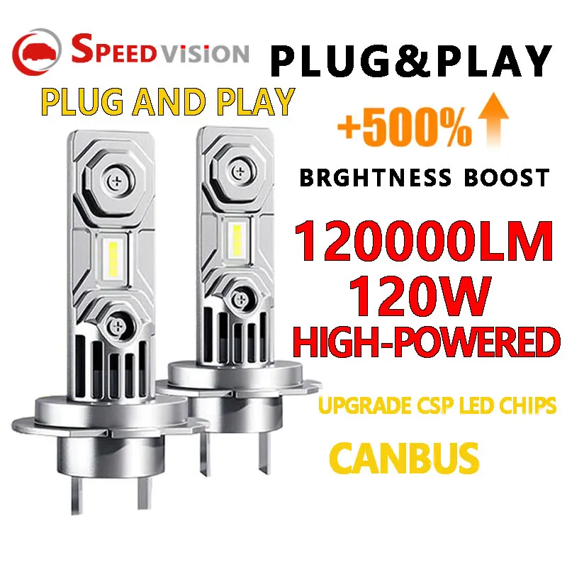 120000Lm 120W H7 Led Headlight Turbo Led Head Lamp Lampadine H7 3580 Csp Chip 11 Design Mini Diode Auto Car Fendinebbia 12V 24V