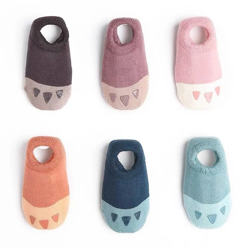 Baby Boys Girls Soft Socks Rubber Anti Slip Floor Socks Cartoon Bear Paw Infant Kids Ankle Thicken Warm Indoor Cute kids socks