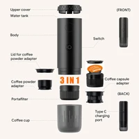 iCafilas Wireless Electric Portable Espresso Coffee Machine 3-in-1 Capsule Powder Travel Coffee Maker  for Car & Camping Coffee 2