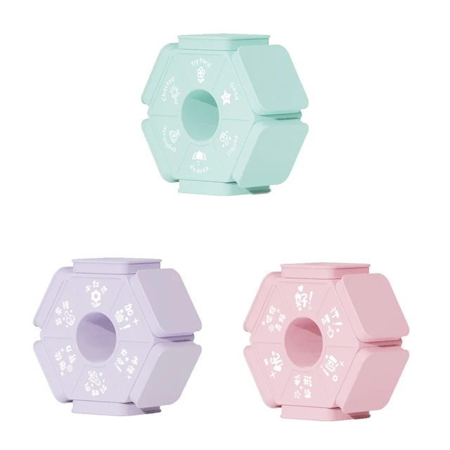 Six Sided Teacher Seal Stamp Homework Review Stamper Colorful Stamps School Teacher Props Interactive Education Toys 2