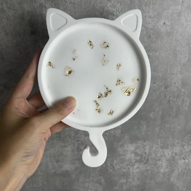 DIY Crafts Christmas Cat Elk Antlers Shaped Tray Silicone Molds Handmade Christmas Jewelry Tools Pottery Mould Home Decor 4