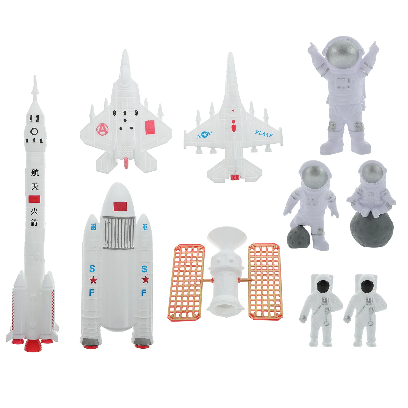 

10 Pcs Space Astronaut Pendulum Decor Cake Office Desktop Ornaments Boy Birthday Party Supply Props Plastic Spaceplane Statues