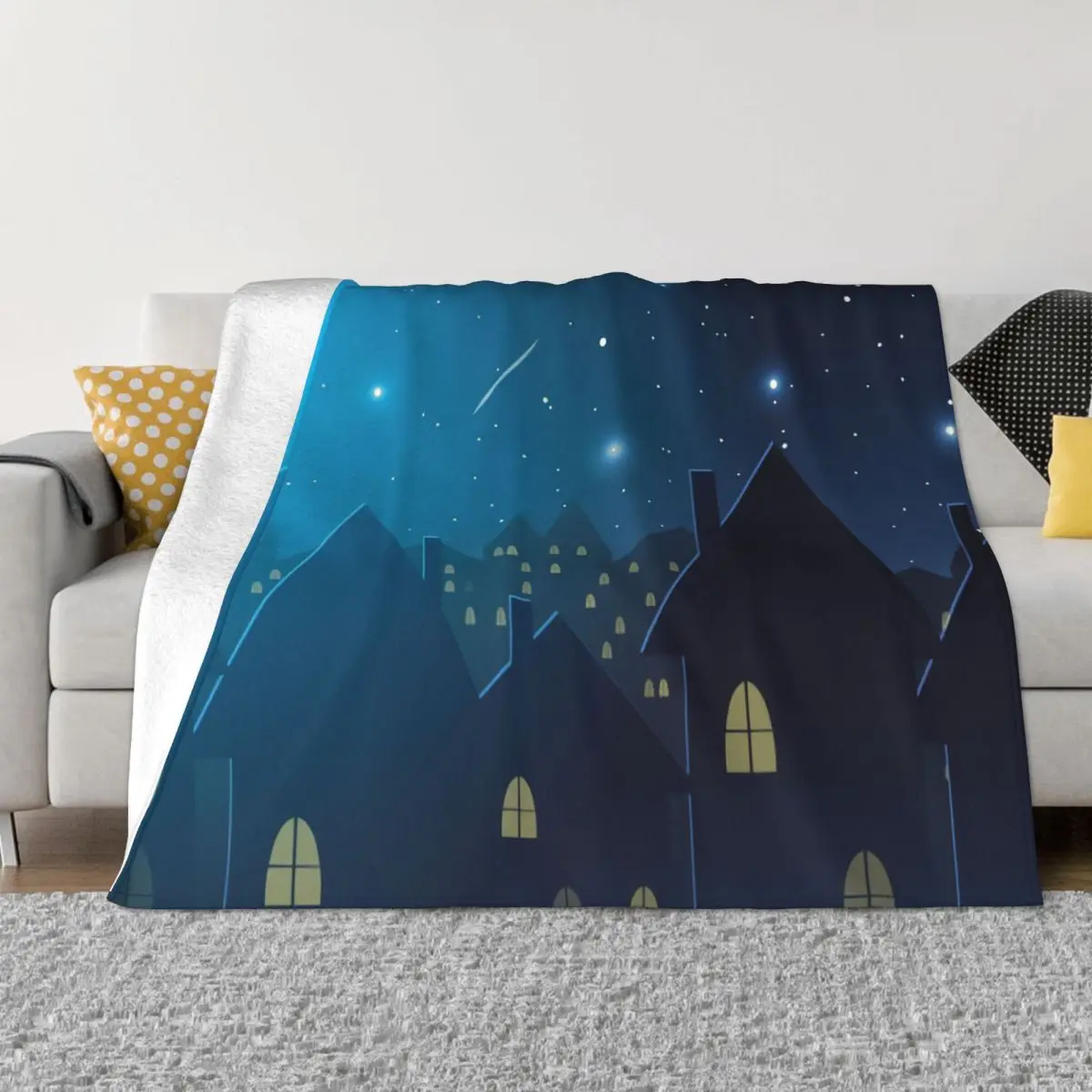 

Night Scenery Pumpkin Illustration Anime Cartoon Blanket Warm Cozy Hypoallergenic Throw Blankets for Easy Care Machine Travel