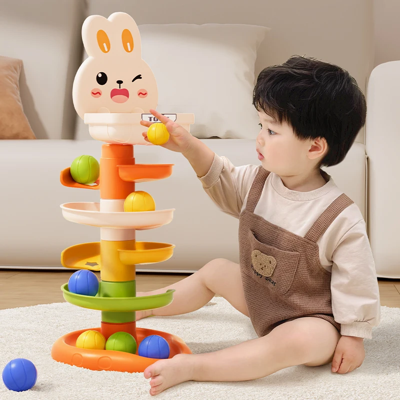 Baby Toy Montessori Rolling Ball Tower Montessori Educational Games For Babies Stacking Track Baby Education Toys Toddler Toys