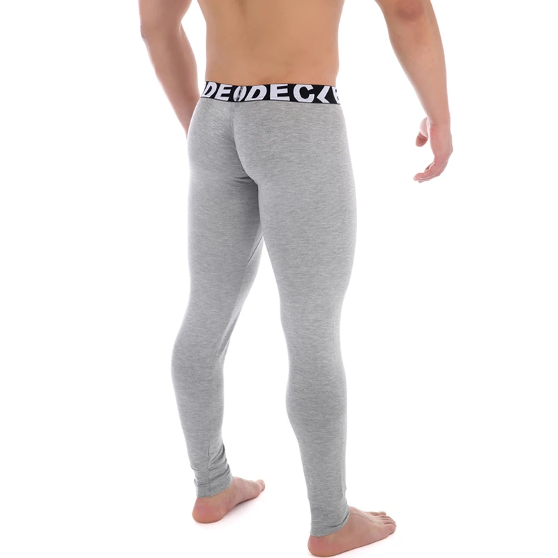 Herren Sexy Modal Seitlich Offene Herbst-Hose Thermounterwäsche Lange Unterhose Tiefsitzende Heimhose Enge Leggings – Detail 13