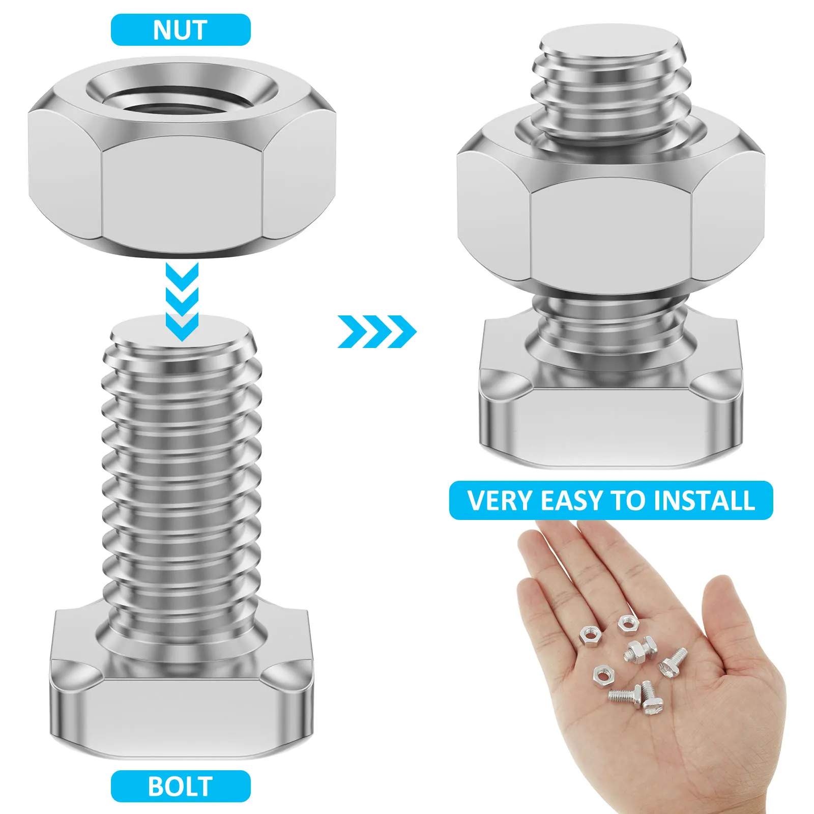 20 Serra Vetro Alluminio Quadrato Testa Dadi E Bulloni 11mm - Foto 12