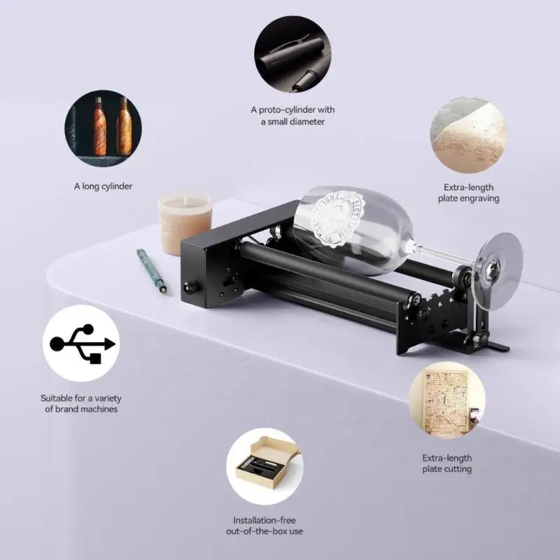 652F Engraver Rotary Roller Lift Stand für Höhenverstellung 360 Grad Gravur Holz Leder Acryl Roller – Detail 9