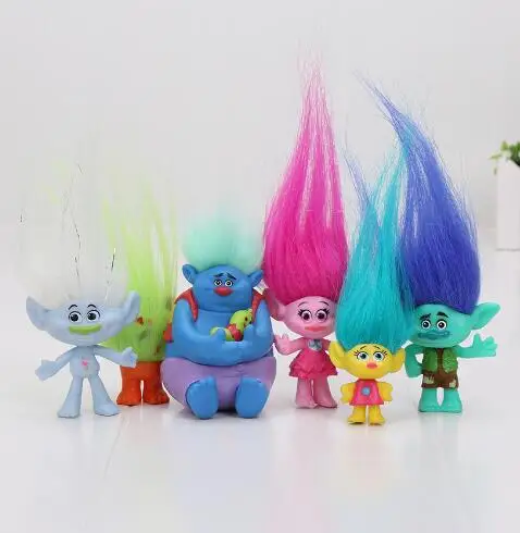 6pcs/set Troll Movie Trolls PVC Action Figures 3-7CM Trolls Toys Collectible Dolls Poppy Branch Biggie Dolls for Kid Gifts Toy 5