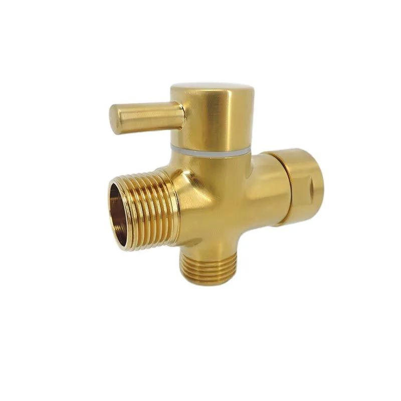 Gold-plating Stainless G7/8" G1/2" T Adapter water tap faucet Diverter Valve 3 way Brass Separator for toilet Shower Head Tee