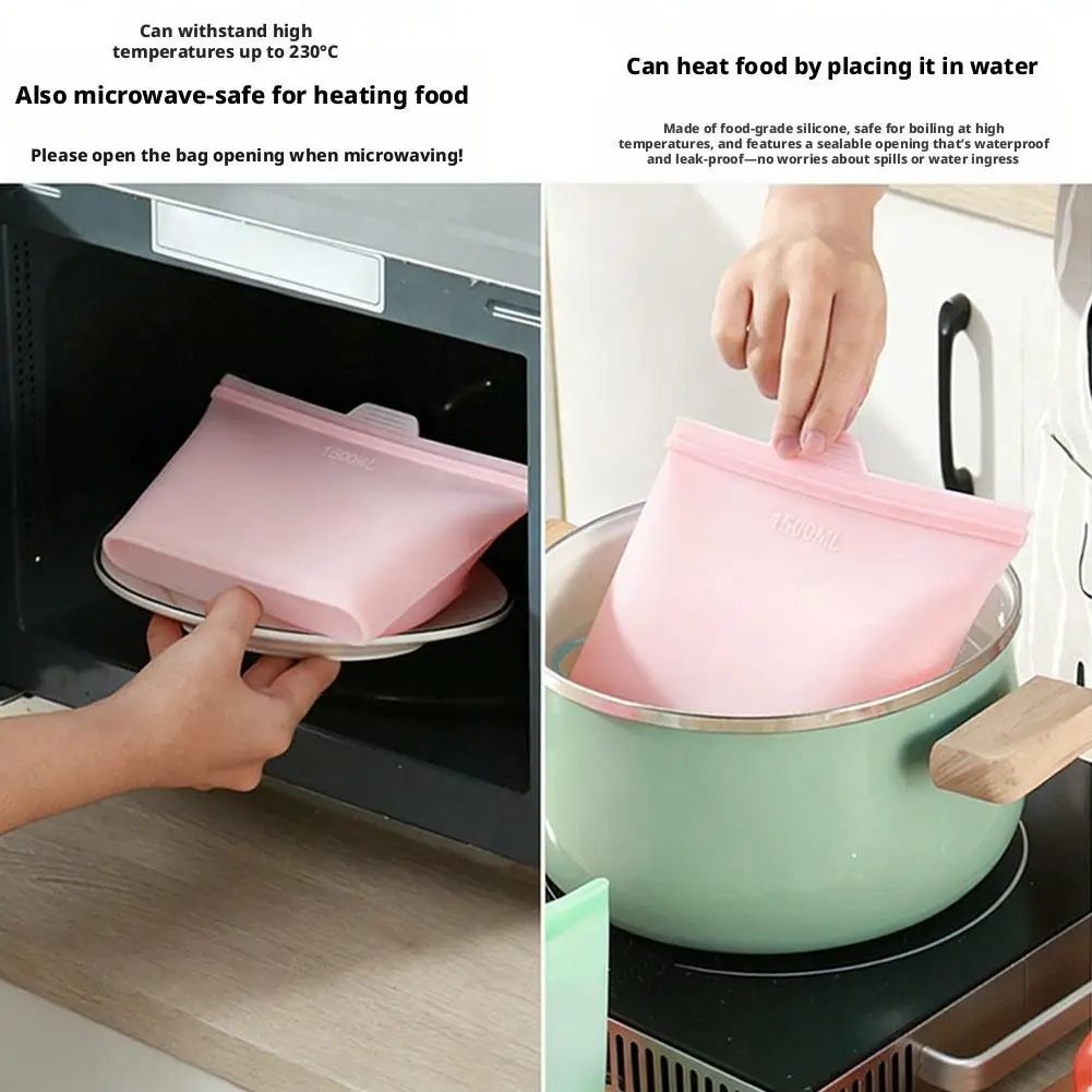 Reusable Leak-Proof Silicone Food Storage Bags