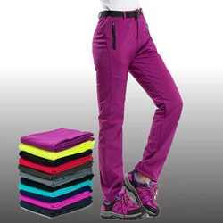 Women's Winter Thick Fleece Warm Pants Outdoor Softshell Sport Long Trousers Hiking Trekking Ski Waterproof Pants Plus Size 3XL