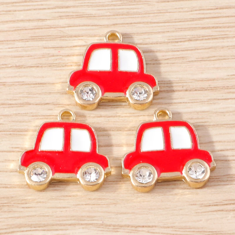 10 stücke 17x16mm Kühle Bunte Emaille Auto Charms Anhänger für Schmuck Machen Armbänder Ohrringe Halsketten DIY Handwerk zubehör – Detail 3