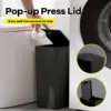 Bathroom Trash Can-10L Small Garbage Can with Press Top Lid for Toilet,Bedroom,Living Room – Plastic Wastebasket with Pop-up Lid 4