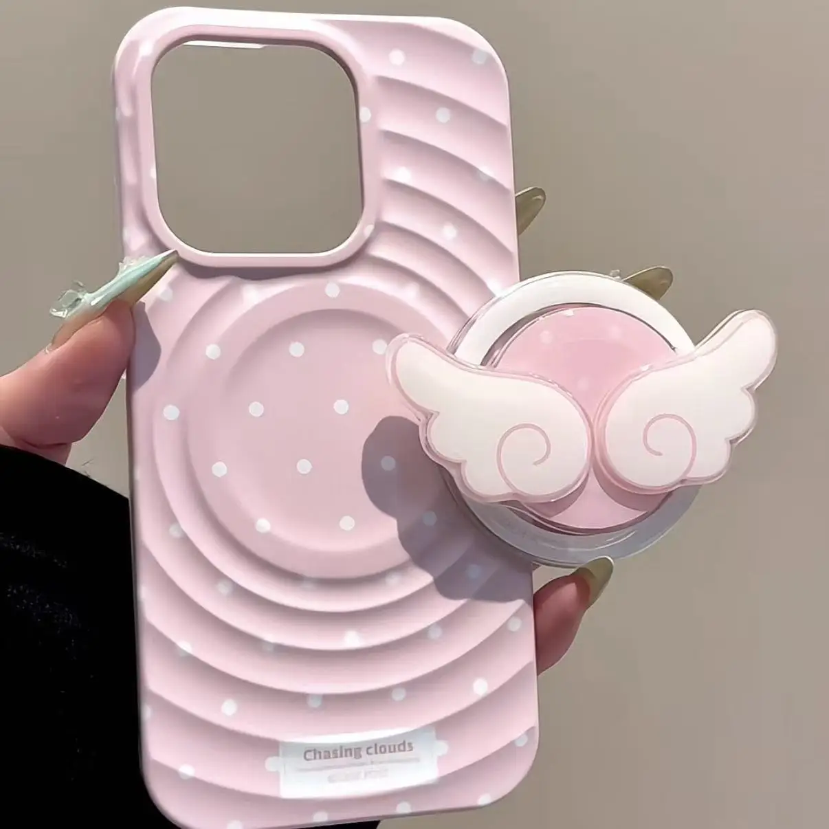 Wing Cartoon Magnetic Griptok Phone Stand with Wireless Charging Capability