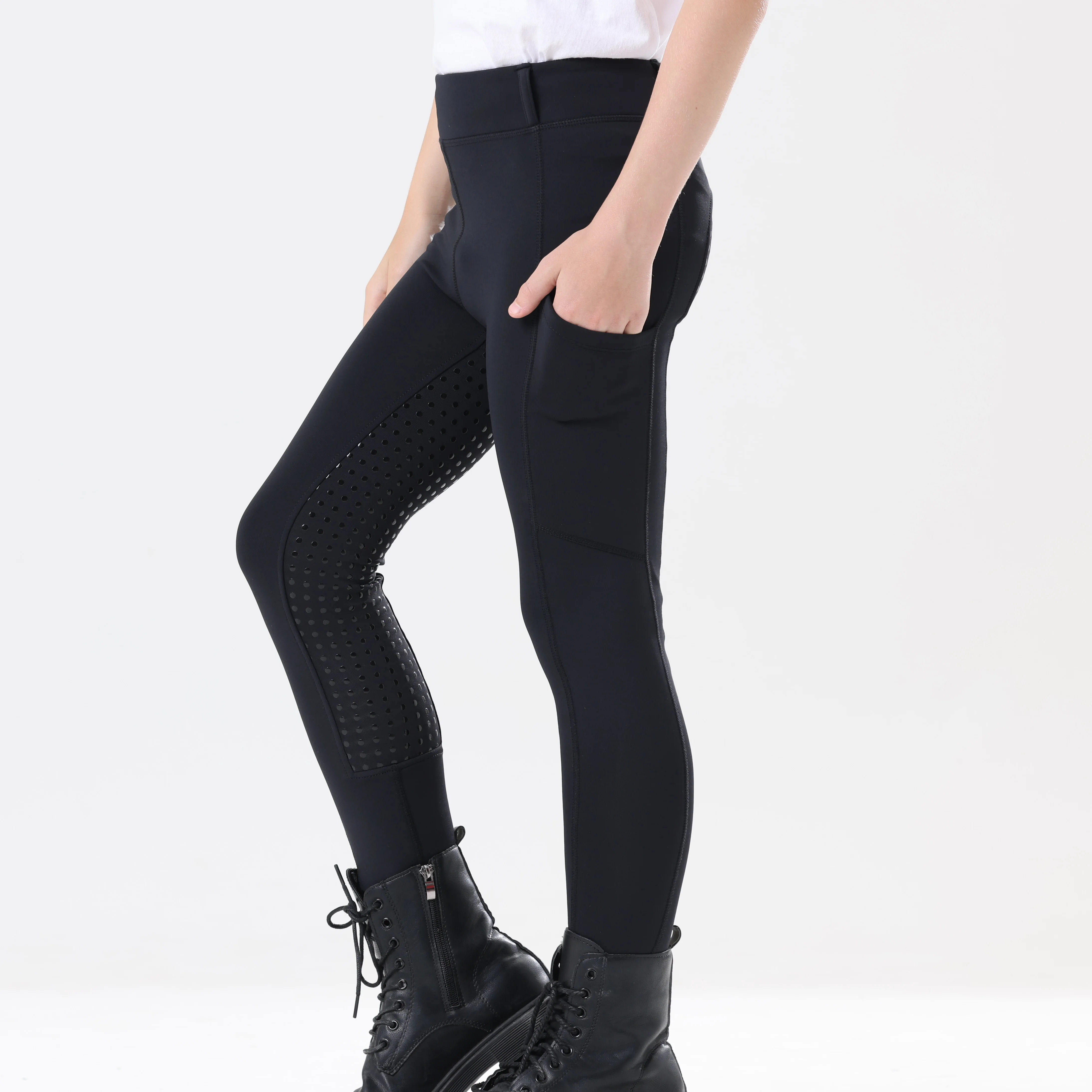 Spring and Autumn Thickened Children's Equestrian Pants Elastic Full Silicone Horse Riding Pants Brushed Base Skin-friendly Soft 3