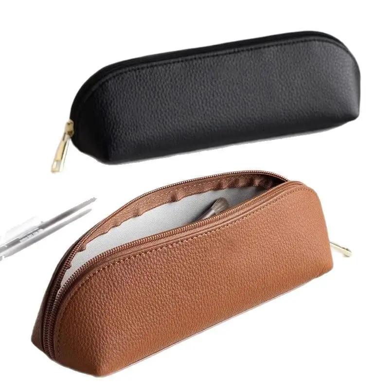 Premium PU Leather Pencil Pouch with Waterproof Finish and Metal Zipper