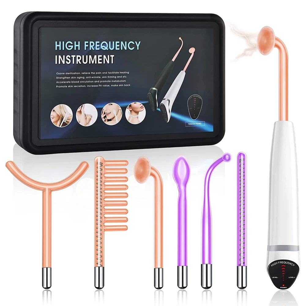 High Frequency Acne Remoção Machine Galvânica Facial Skin Therapy, Wand
