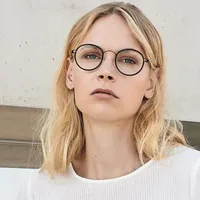 Дания Бренд Титановая оправа для очков Мужчины Женщины Резиновые круглые безвинтовые очки Сверхлегкие очки Дизайнерские оправы ручной работы — изображение 5