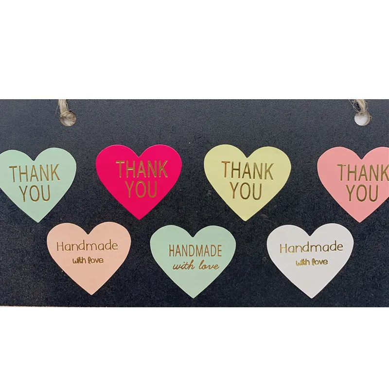 100pcs Colorful love bronzing thank you seal sticker Envelopes Stickers Gift Packaging Seals Sticker 15 selectionschrismas Decorative Stickers