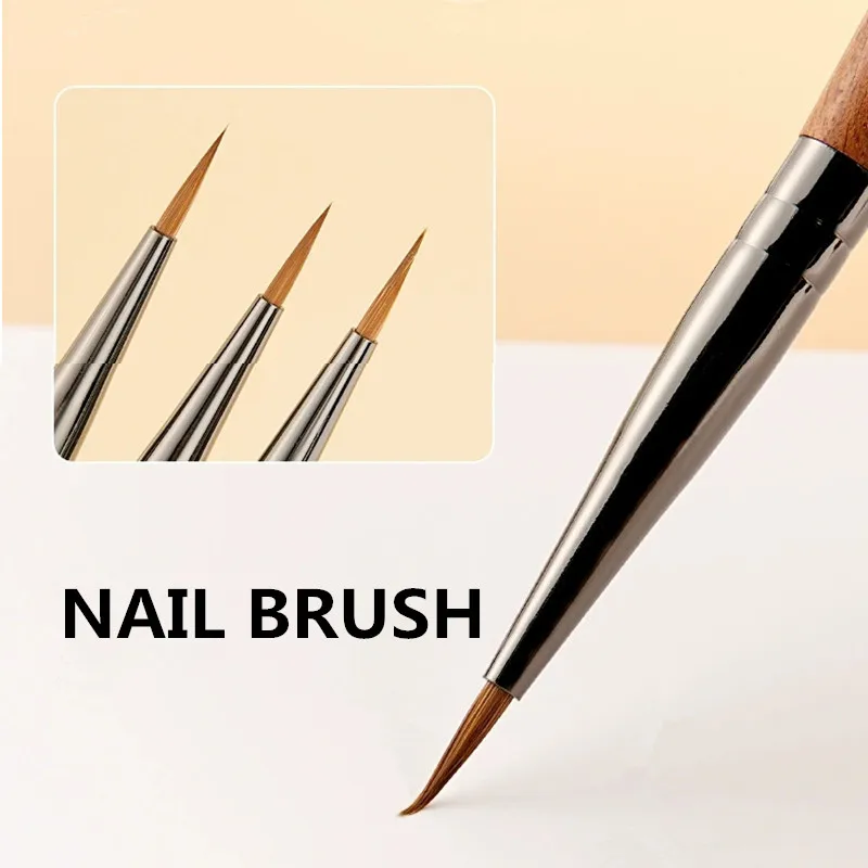 1Pc Sandalwood Handle Kolinsky Hair  Nail Acrylic Brush UV Gel Carving Pen Brush Liquid Powder DIY Nail Drawing Nail Art Bruses 4