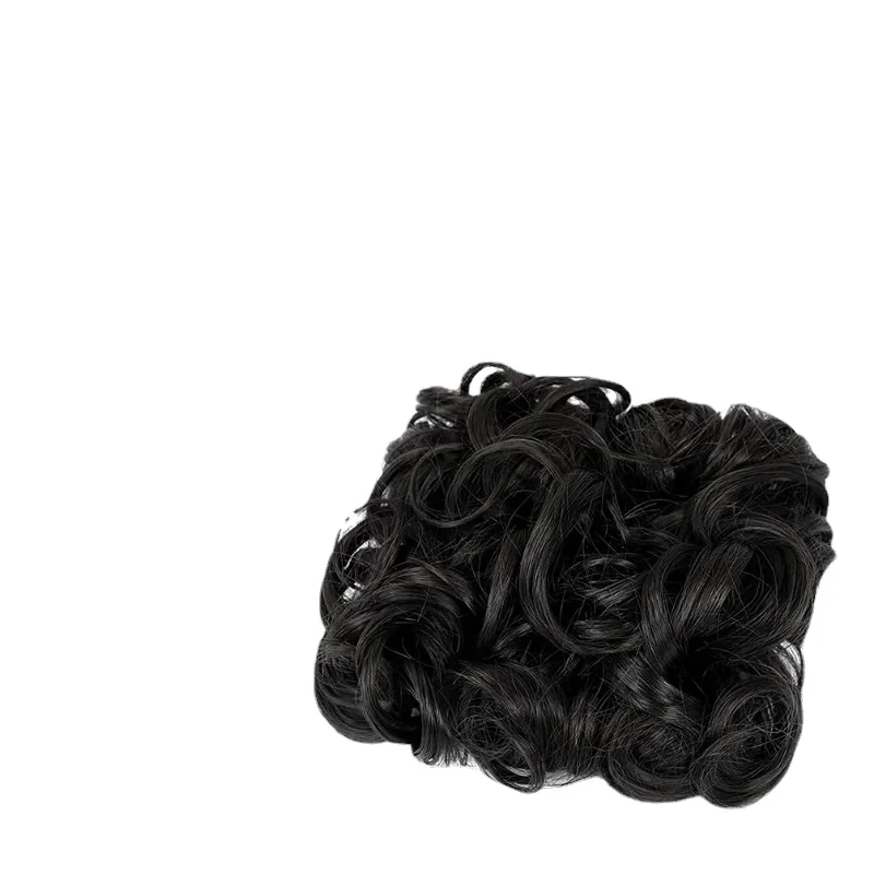 short disheveled curly bun hair extension with easy to stretch comb trayponytail braid for women and girls