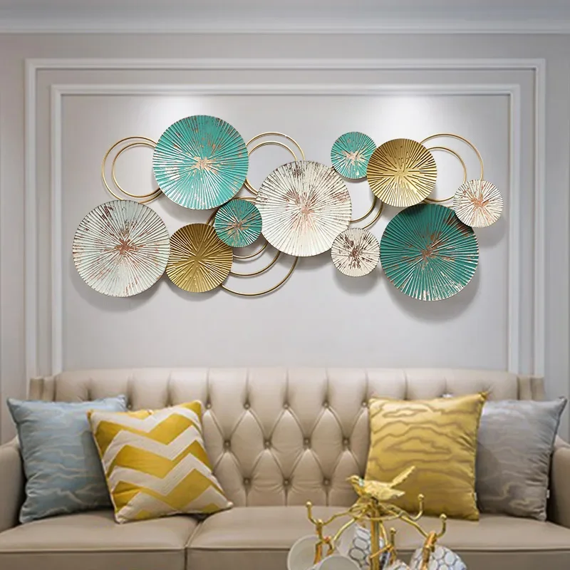 Decoración de pared de fondo de sofá de sala de estar 3D de calidad, Metal  creativo, arte de hierro forjado, adornos decorativos de pared, 126x67cm -  AliExpress
