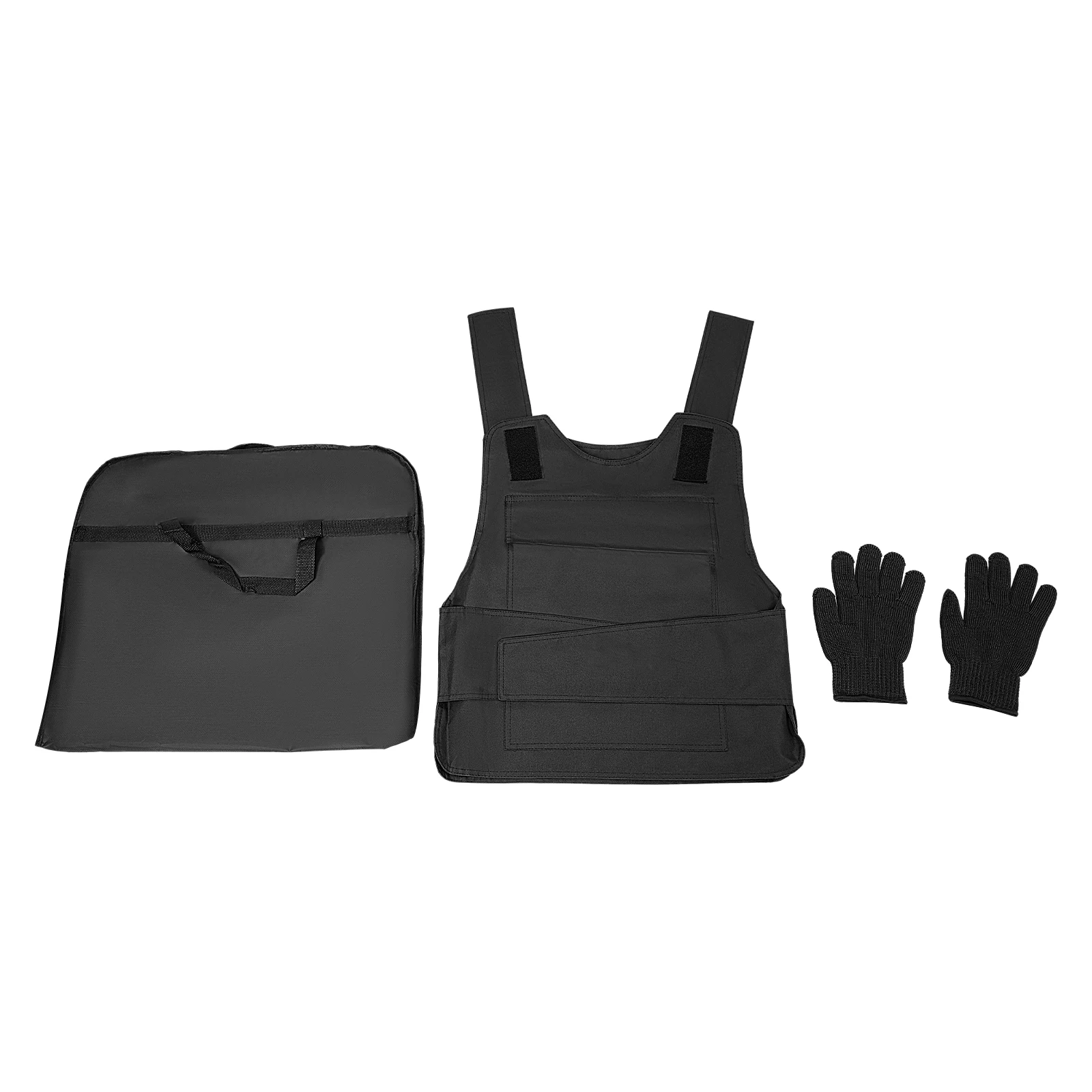 Anti-Stich-Weste-Handschuhe, Schutzweste vorne und hinten, verstellbare Jacke aus hochmanganstahl für Sicherheit, knifest, schwarz – Detail 1
