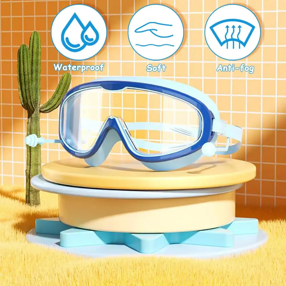 Large Frame Swimming Goggles for Adults Kids Antifog Swim Glasses Waterproof Multi color to Choose
