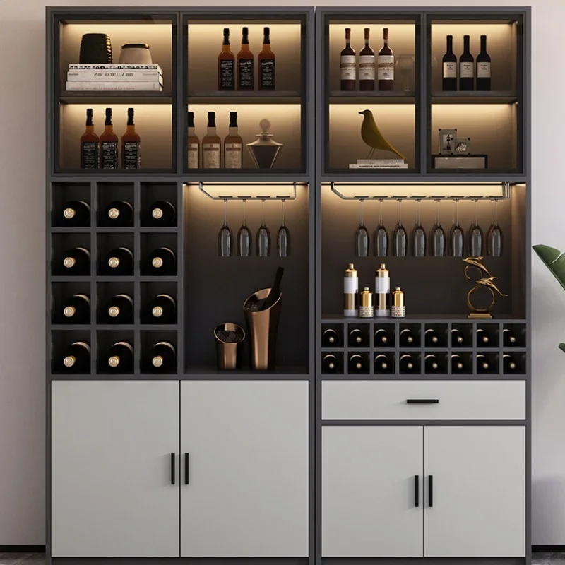 Display Storage Wine Cabinets Modern Glass Simplicity Restaurant Wine Cabinets Luxury Wall Meuble Vin Bar Furniture QF50JG