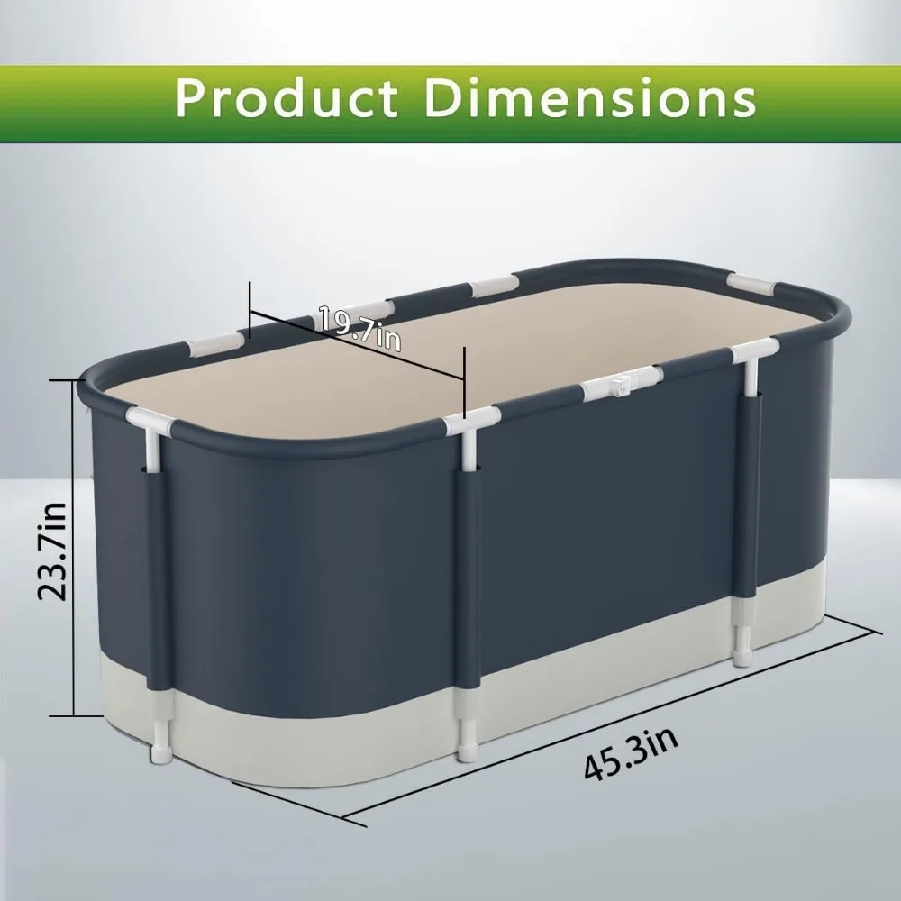 Portable Bathtub for Shower Stall, Large 47 Inch Foldable Soaking Bathing Tub Adults, Separate Family Bathroom SPA Collapsible 6
