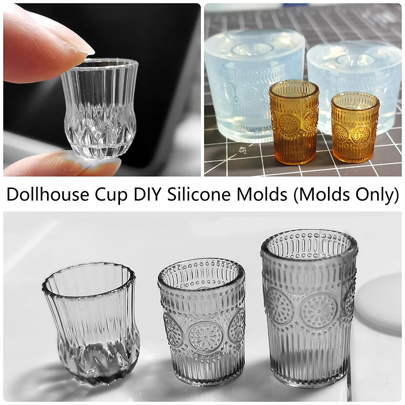 Mini Mold 1:12 Dollhouse Miniature Juice Cup Drink Cup DIY Drop UV Glue Silicone Mold Doll House Accessories(Only Mold) e0bf diy crystal drop glue gypsum abrasive dominoes jewelry mold