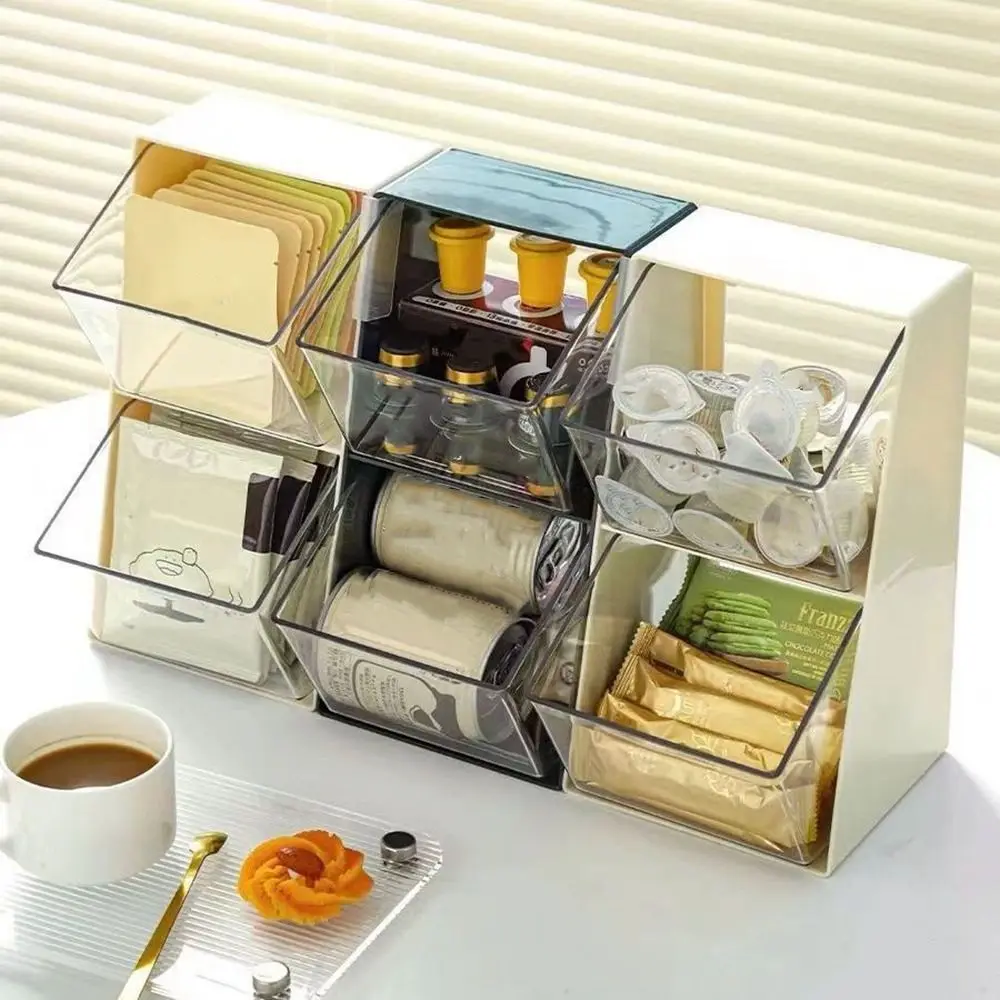 

Пластиковый ящик для хранения чая, прозрачная полка большой емкости для отделки чая с молоком, двухслойная съемная коробка-органайзер для всякой всячины