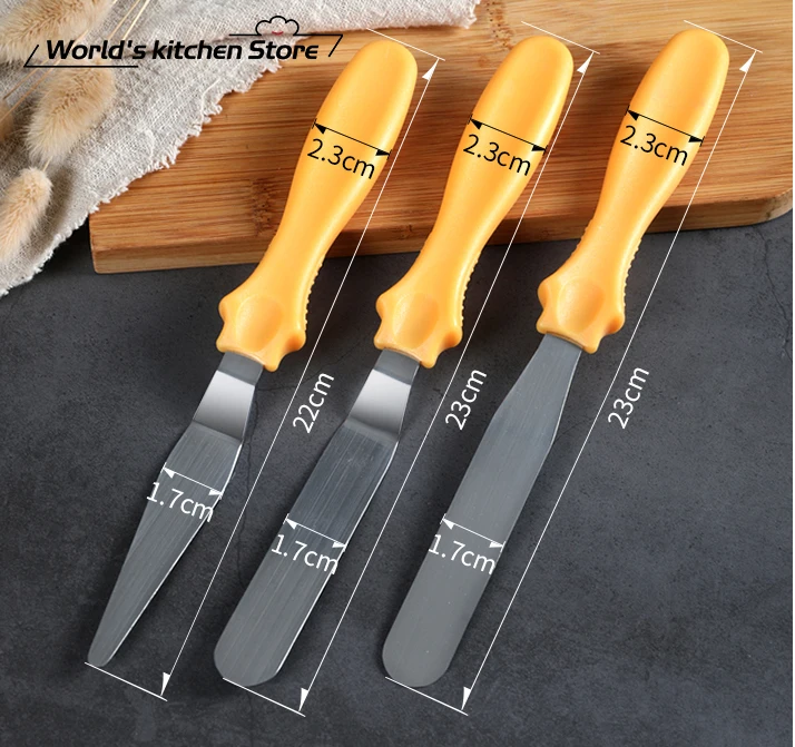 Description Picture 3 of item3pcs/set Blade Angled Espatula Spatula Cake Icing Spatula Smooth Filling Tool Cutter Set Wedding Valentine Baking Pastry Tool