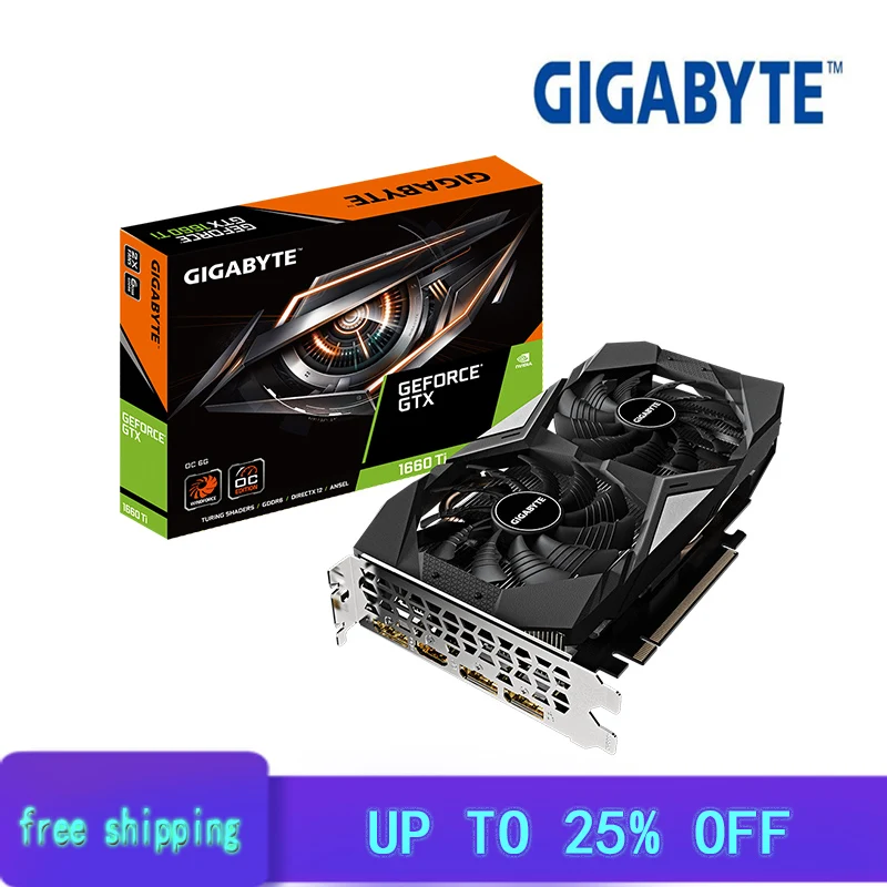 GIGABYTE GeForce®GTX 1660Ti OC 6G 12nm 6 ГБ 1660 TI GDDR6 12000 бит 3 0 МГц PCI-E x 16 Новый |
