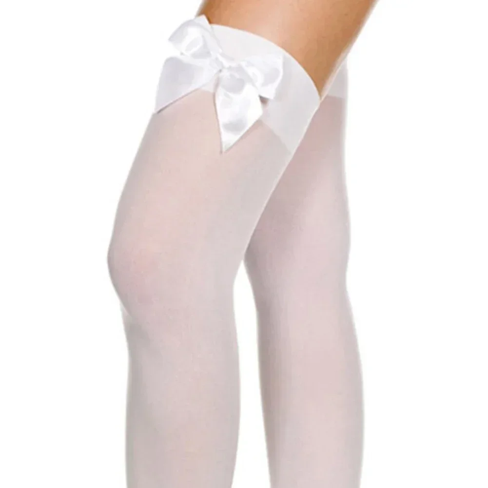 Men Sissy High Stockings Elastic Thigh Sport Training Pantyhose Over Knee Bowknot Socks Gay Man Dance Clubwear Erotic Lingerie