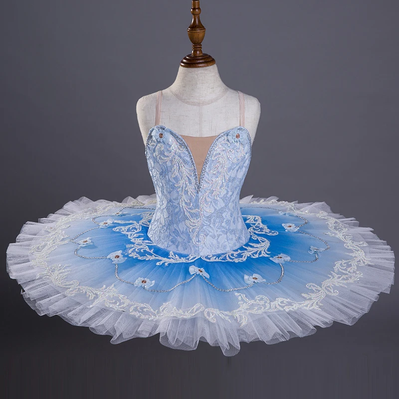

Fashion Kids Girls 7 Layers Birthday Party Concert Stage Performance Wear Blue Ballet Tutu Dress Costumes