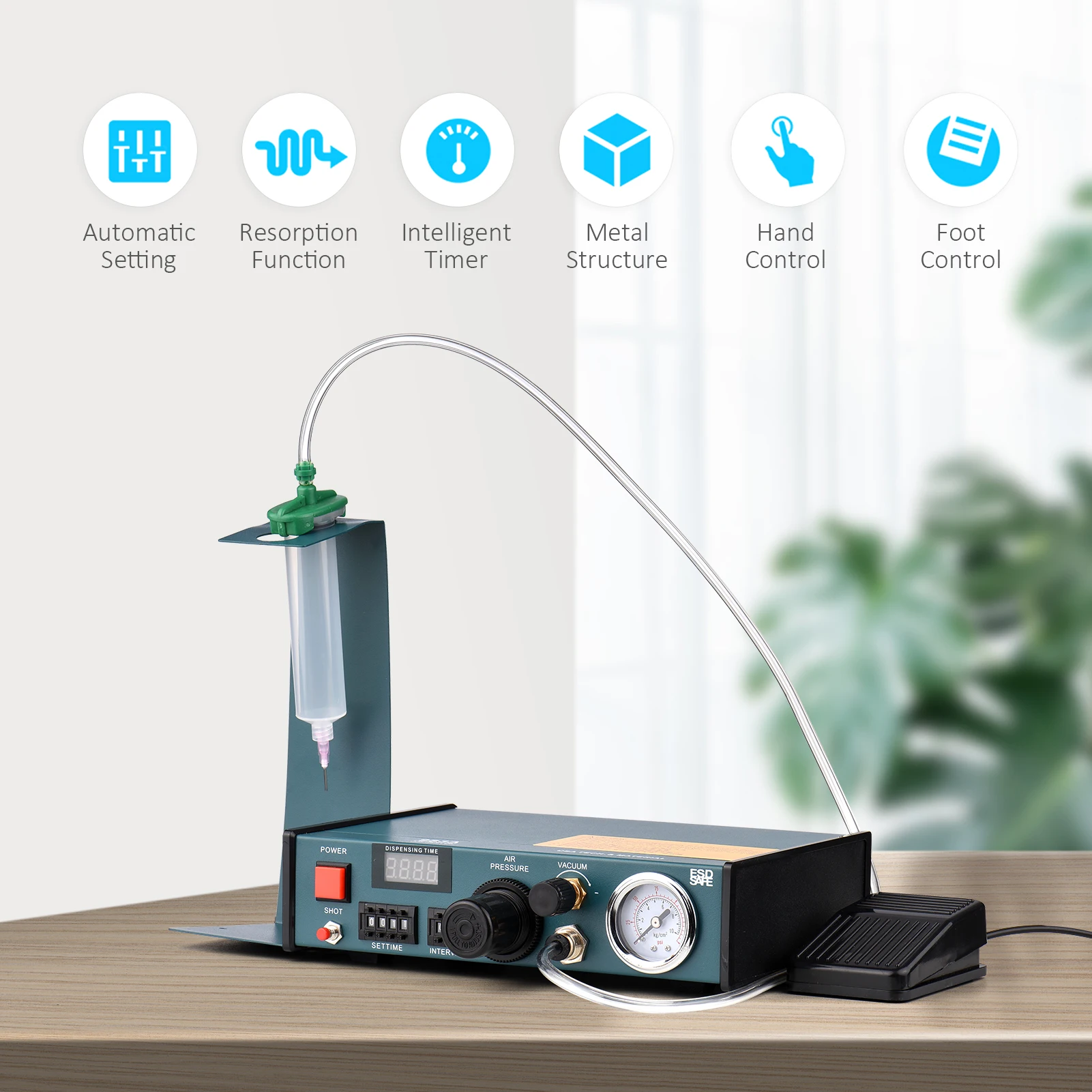 983A Automatic Dispensing Machine 220V Epoxy Resin Semi-Automatic Liquid Glue Injection Machine Manual Pedal Dispenser 2