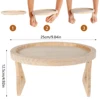 Natural Pine Wood Sofa Side Tables Round Portable and Foldable Sofa Armrest Clip-On Tray Waterproof Sofa Couch Arm Rest 5