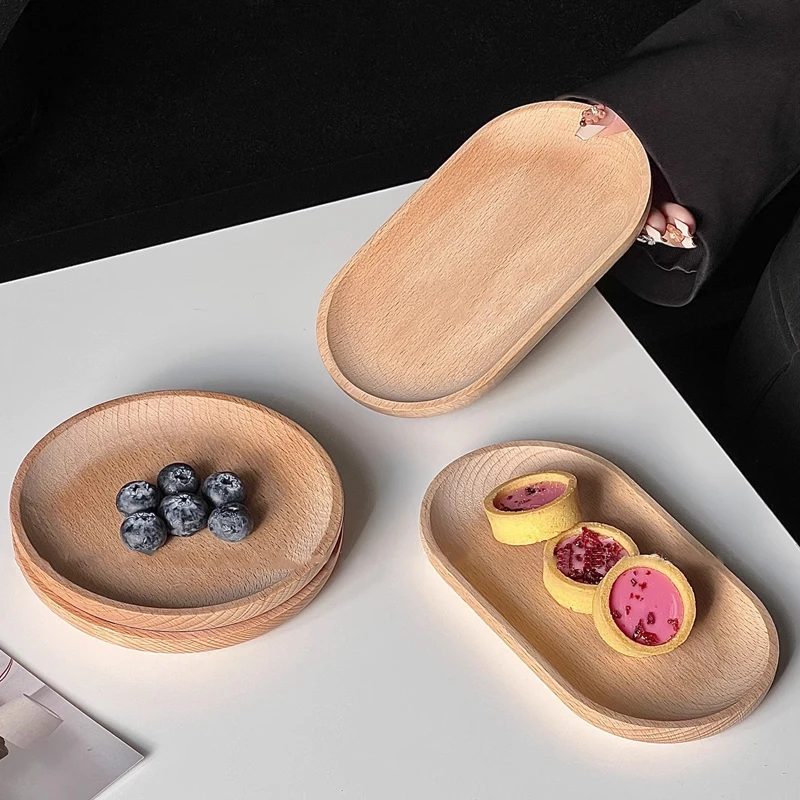 Walnoot houten dienblad met koffie en koekjes — Japanse stijl