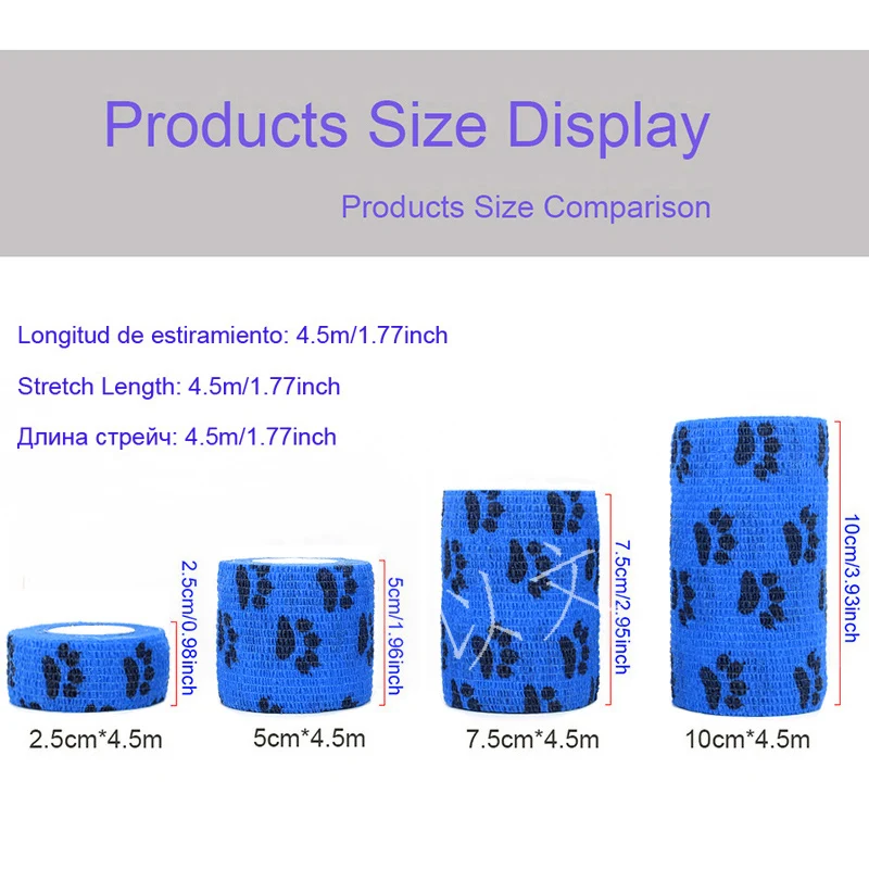 4.8m Colorful Sports Knee Support Therapy Printed Elastic Bandage Protector Self Adhesive Wrap Tape Finger Joint Pet