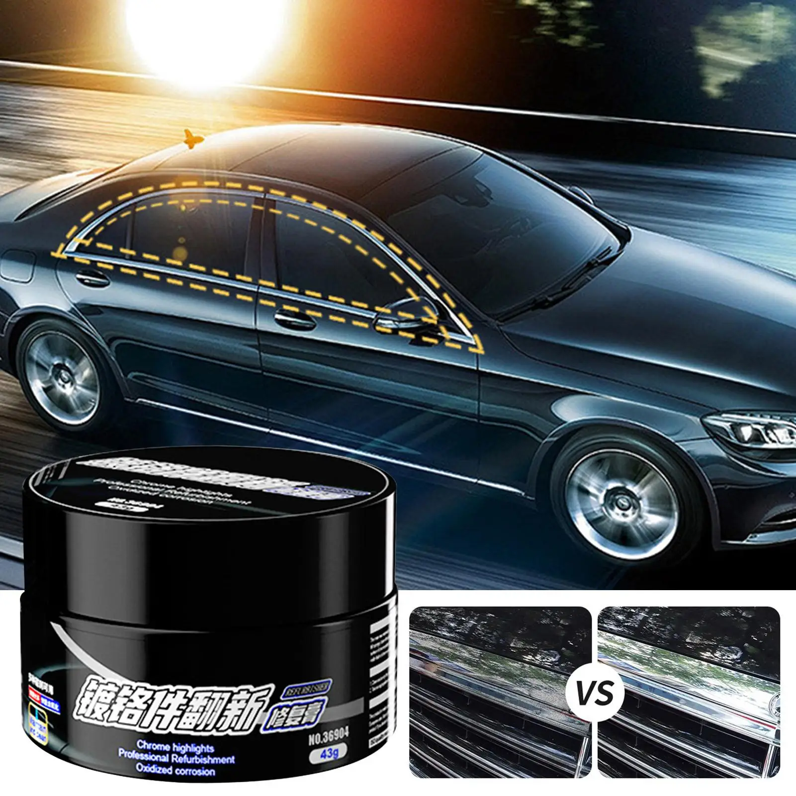 Chrome Rust Remover Car Chassis Restorer Metal Shine Renovation Compound for Door Handle Window Trim Chrome-Plated Repair Paste