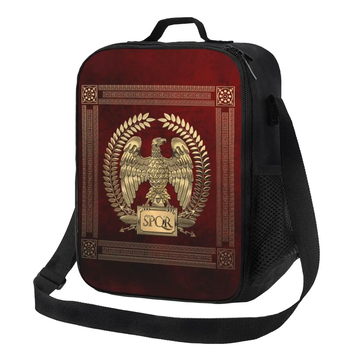 

Gold Roman Empire Eagle Resuable Lunch Box for Waterproof Rome SPQR Emblem Cooler Thermal Food Insulated Lunch Bag Office Work