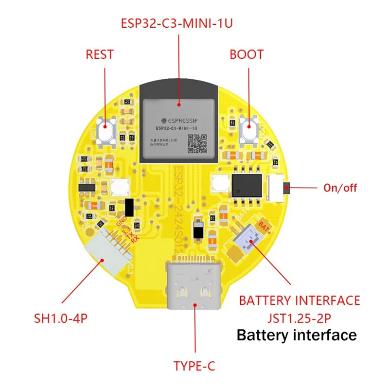 ESP32-C3  , 1.28 ġ  LCD ÷ ȭ,   , ġ г 